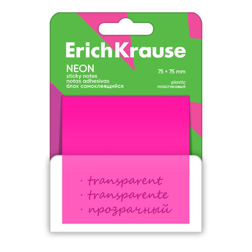 Picture of EK PLASTIC STICKY NOTES NEON PINK 75X75MM